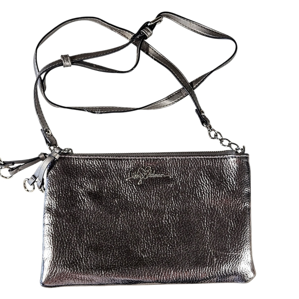 Libby Edelman Silver Metallic Crossbody Bag